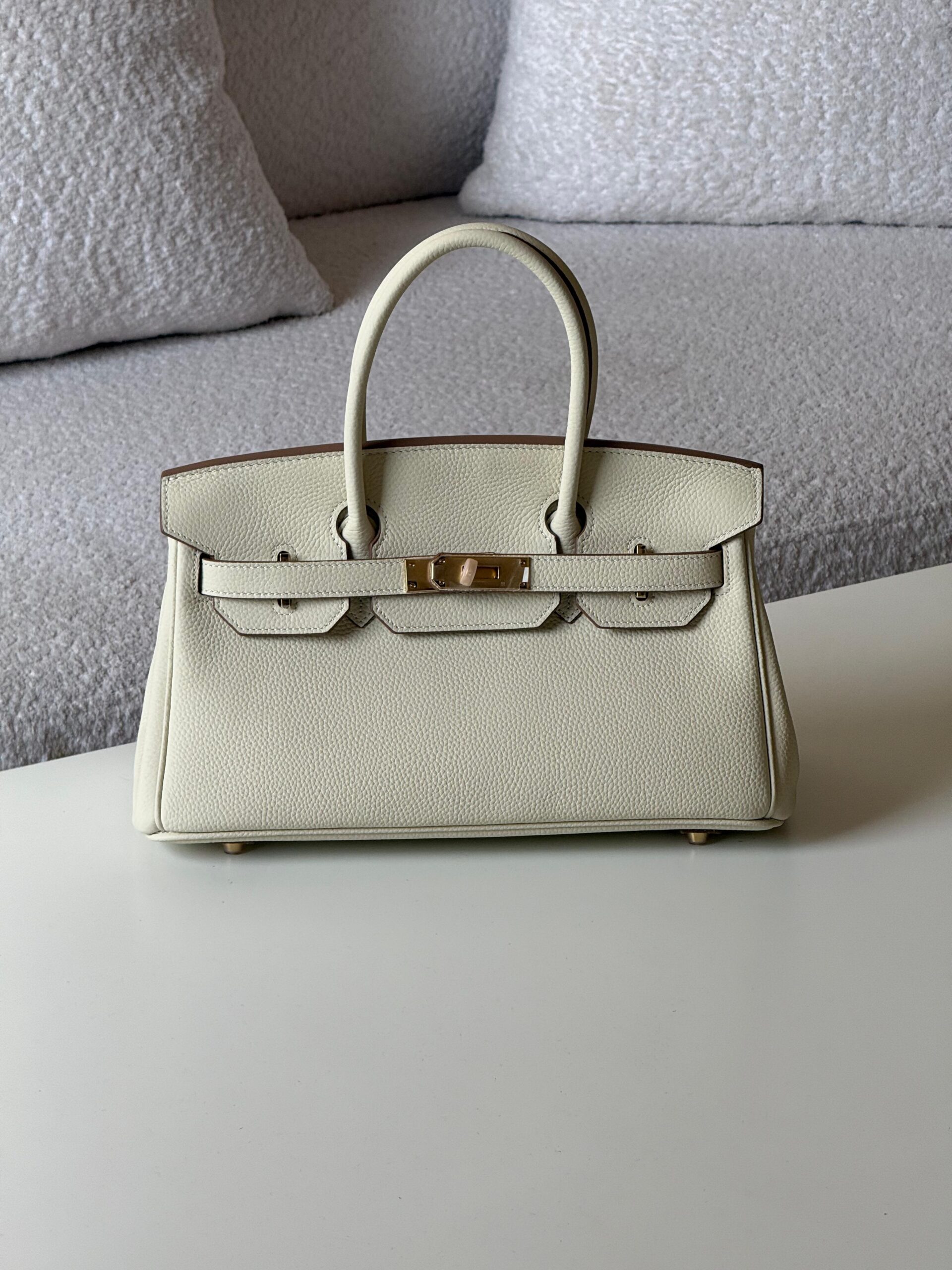 Ivory Structured Top-Handle Bag