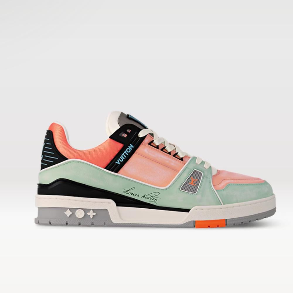 Louis Vuitton LV Trainer Men's Sneakers Luxury Green Orange